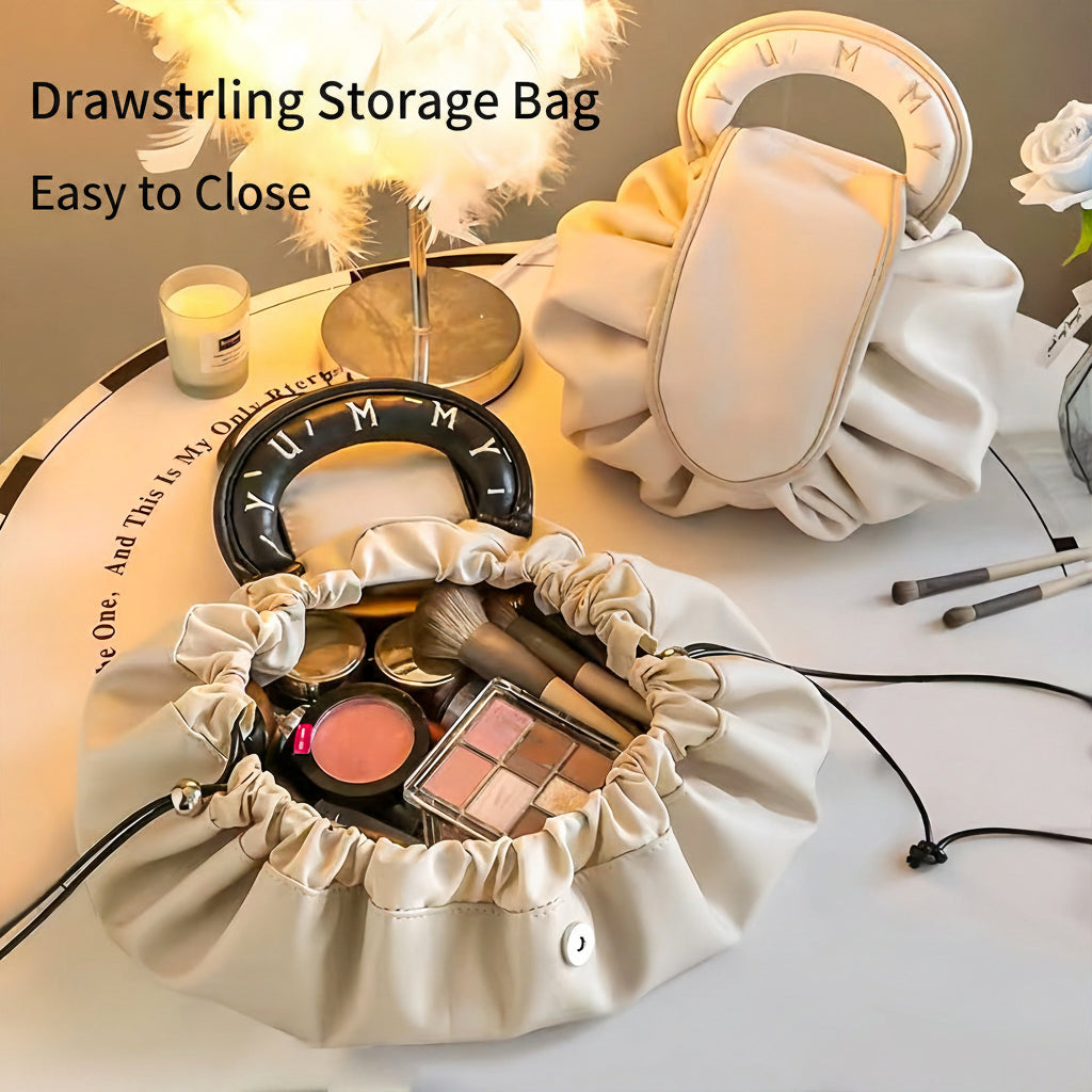 Lazy Cosmetic Bag For Women Ins Portable Large-Capacity Cosmetic Storage Bag Travel Waterproof Bag Drawstring Toiletry Bag