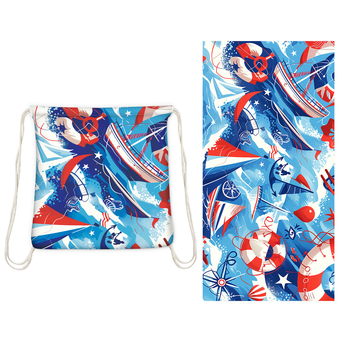 Cross-Border Microfiber Quick-Drying Beach Towel All-In-One Package 2-In-1 Foldable Storage Beach Towel Printed Bath Towel