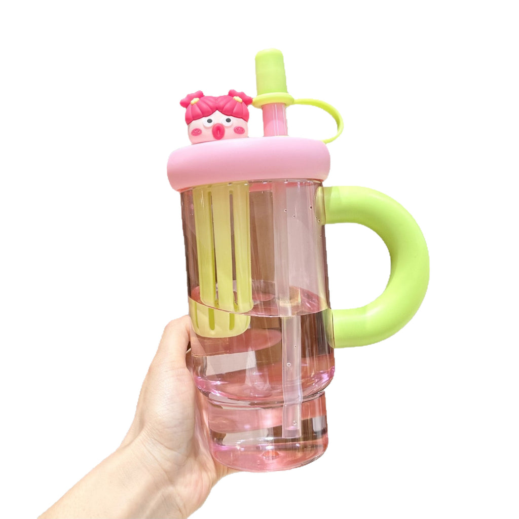 Straw Cup Ice Cup Teapot Summer Large Capacity Water Cup Women'S High Temperature Resistant High-Looking Plastic Cup Cup With Suction