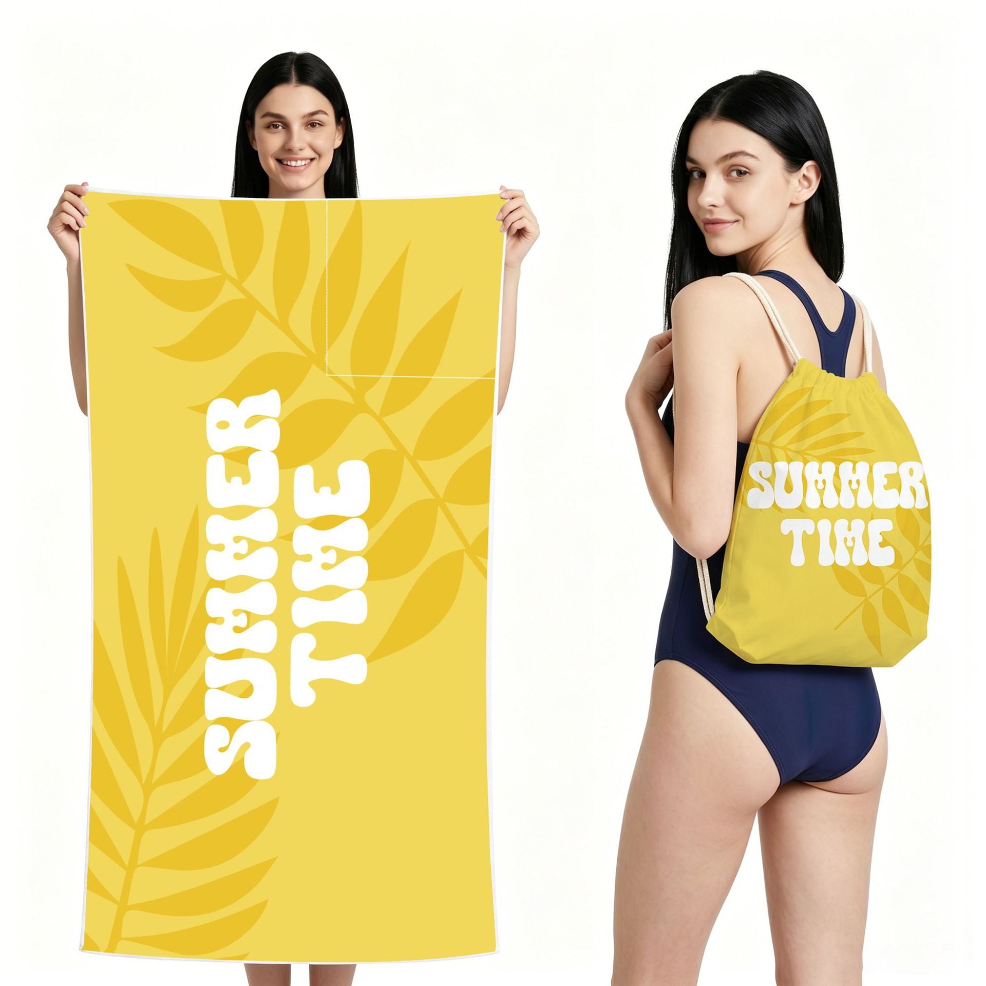 Cross-Border Microfiber Quick-Drying Beach Towel All-In-One Package 2-In-1 Foldable Storage Beach Towel Printed Bath Towel