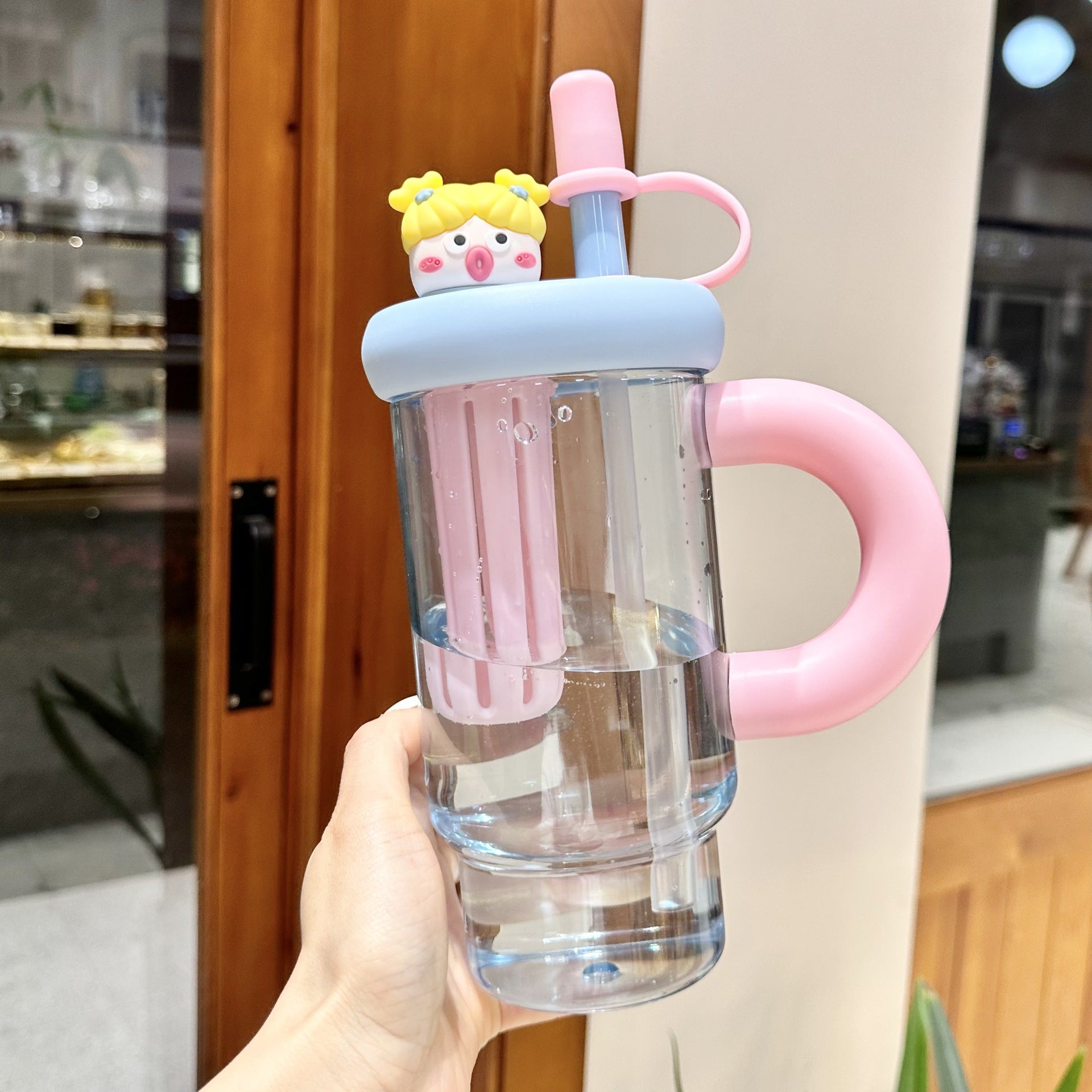 Straw Cup Ice Cup Teapot Summer Large Capacity Water Cup Women'S High Temperature Resistant High-Looking Plastic Cup Cup With Suction