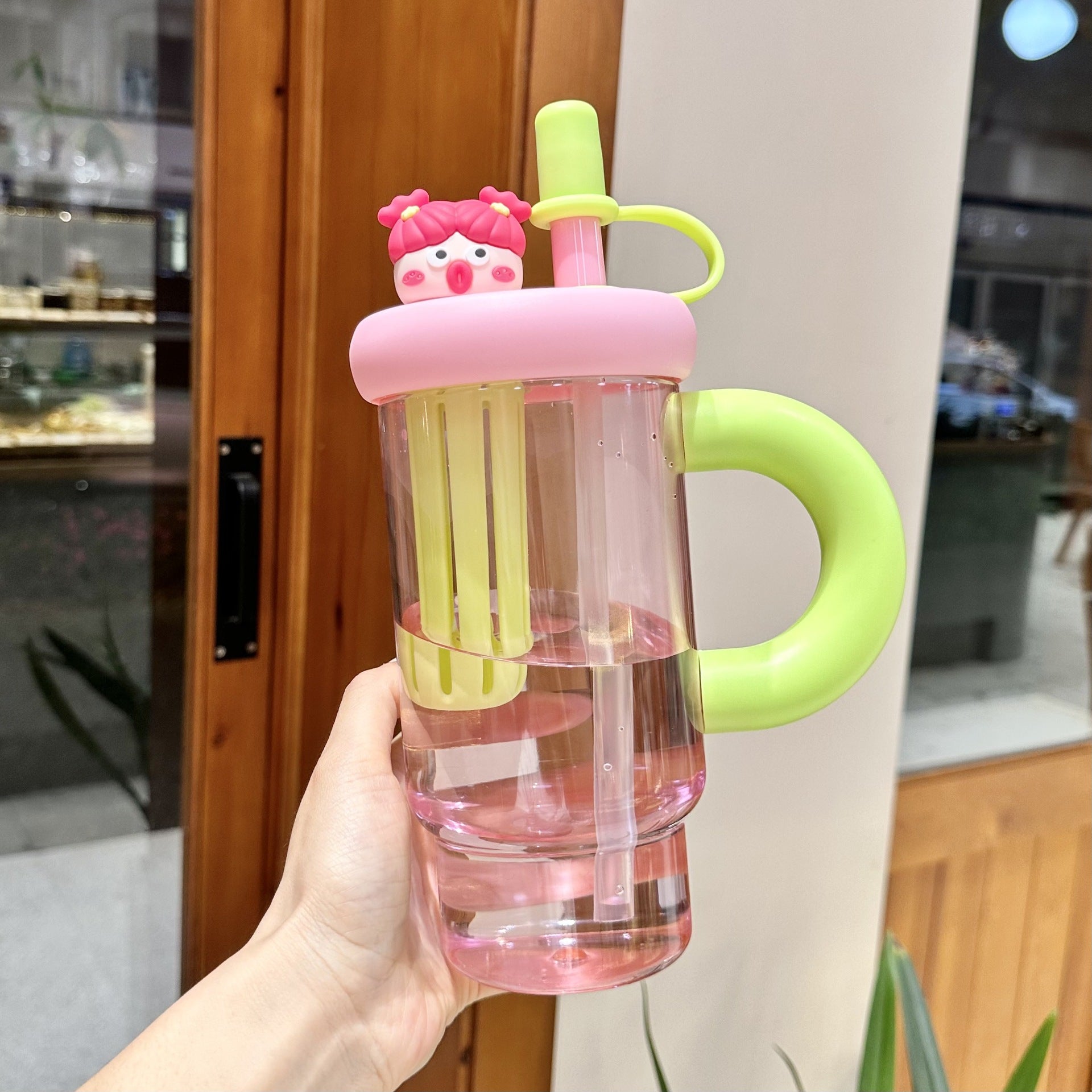 Straw Cup Ice Cup Teapot Summer Large Capacity Water Cup Women'S High Temperature Resistant High-Looking Plastic Cup Cup With Suction