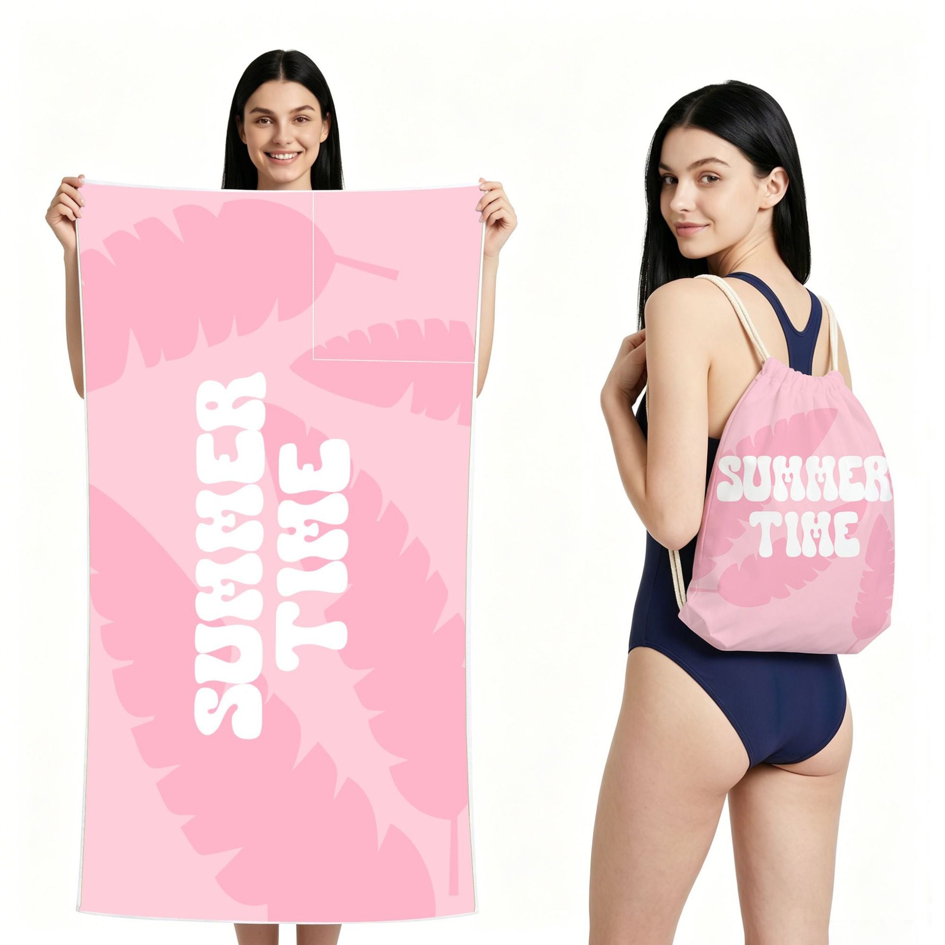 Cross-Border Microfiber Quick-Drying Beach Towel All-In-One Package 2-In-1 Foldable Storage Beach Towel Printed Bath Towel