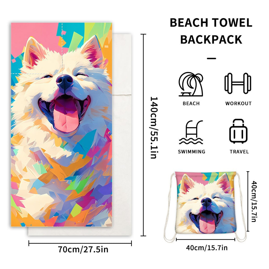 Cross-Border Microfiber Quick-Drying Beach Towel All-In-One Package 2-In-1 Foldable Storage Beach Towel Printed Bath Towel