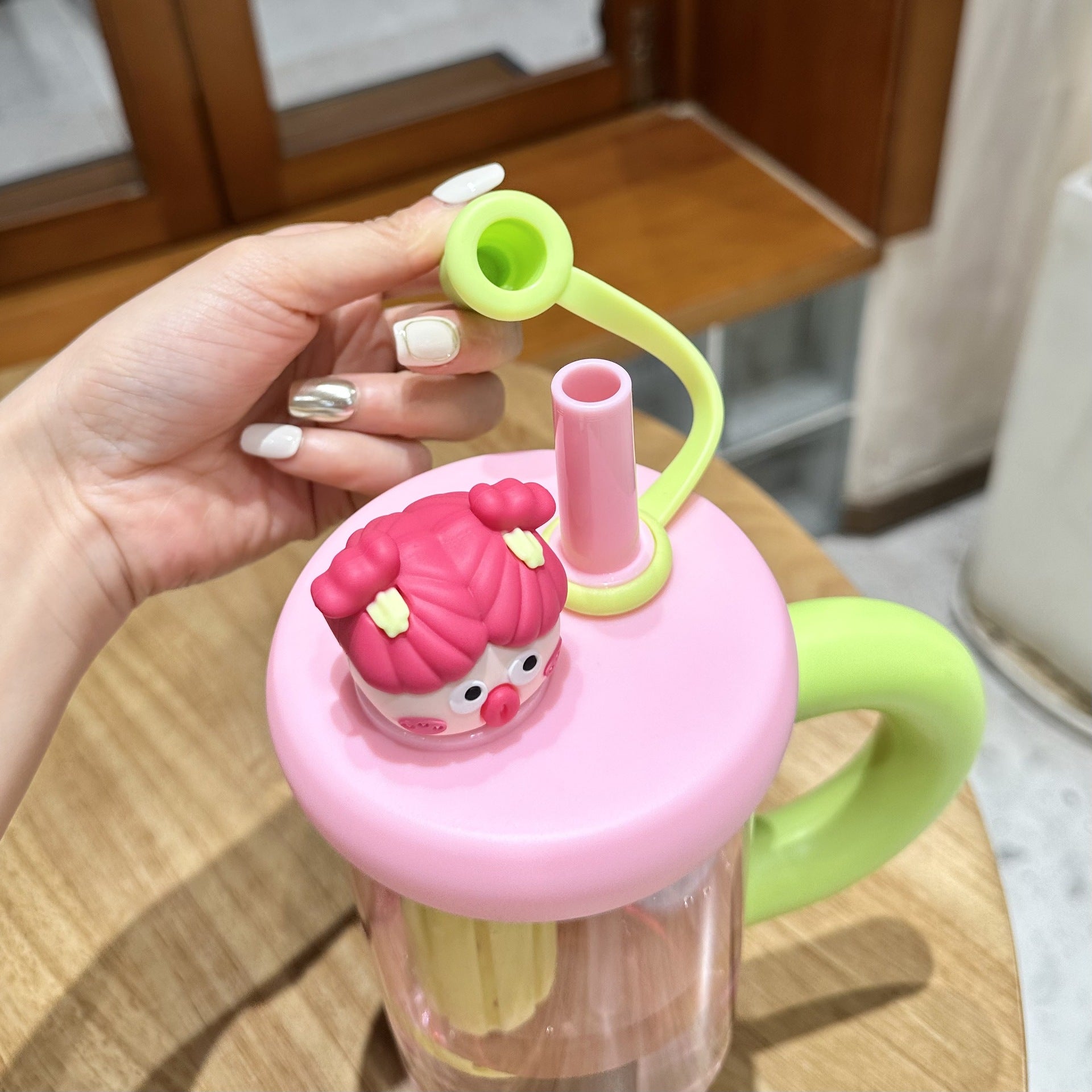 Straw Cup Ice Cup Teapot Summer Large Capacity Water Cup Women'S High Temperature Resistant High-Looking Plastic Cup Cup With Suction