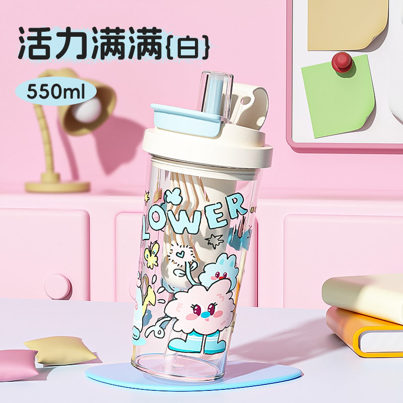 Straw Cup Ice Cup Teapot Summer Large Capacity Water Cup Women'S High Temperature Resistant High-Looking Plastic Cup Cup With Suction