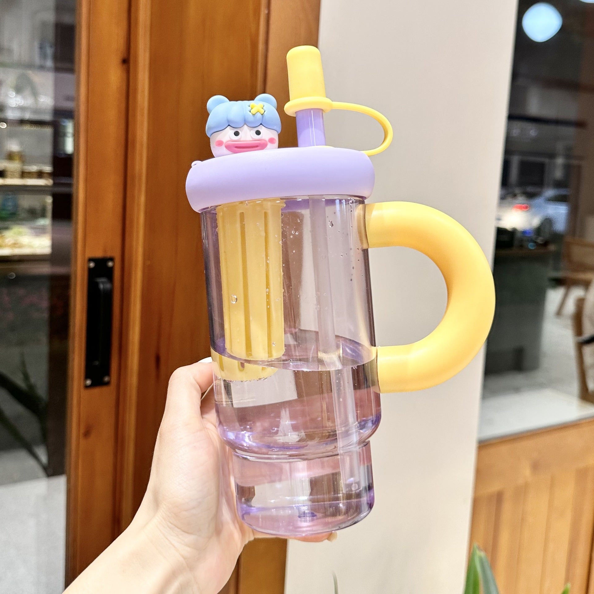 Straw Cup Ice Cup Teapot Summer Large Capacity Water Cup Women'S High Temperature Resistant High-Looking Plastic Cup Cup With Suction