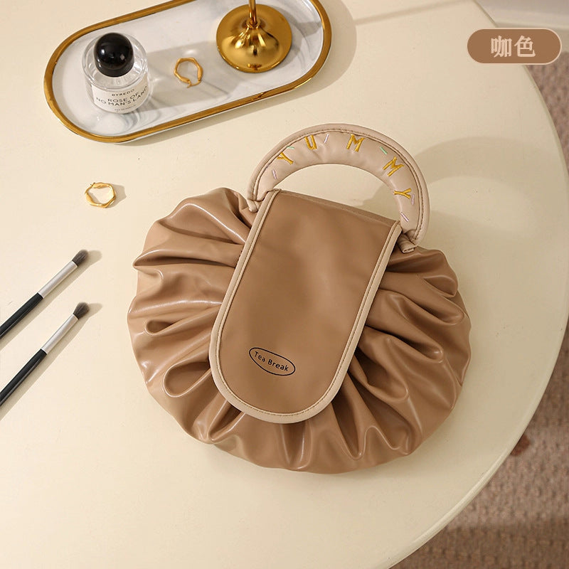 Lazy Cosmetic Bag For Women Ins Portable Large-Capacity Cosmetic Storage Bag Travel Waterproof Bag Drawstring Toiletry Bag