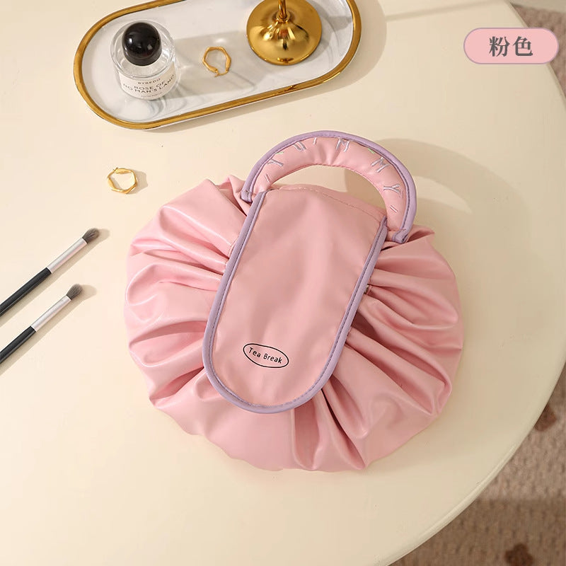 Lazy Cosmetic Bag For Women Ins Portable Large-Capacity Cosmetic Storage Bag Travel Waterproof Bag Drawstring Toiletry Bag