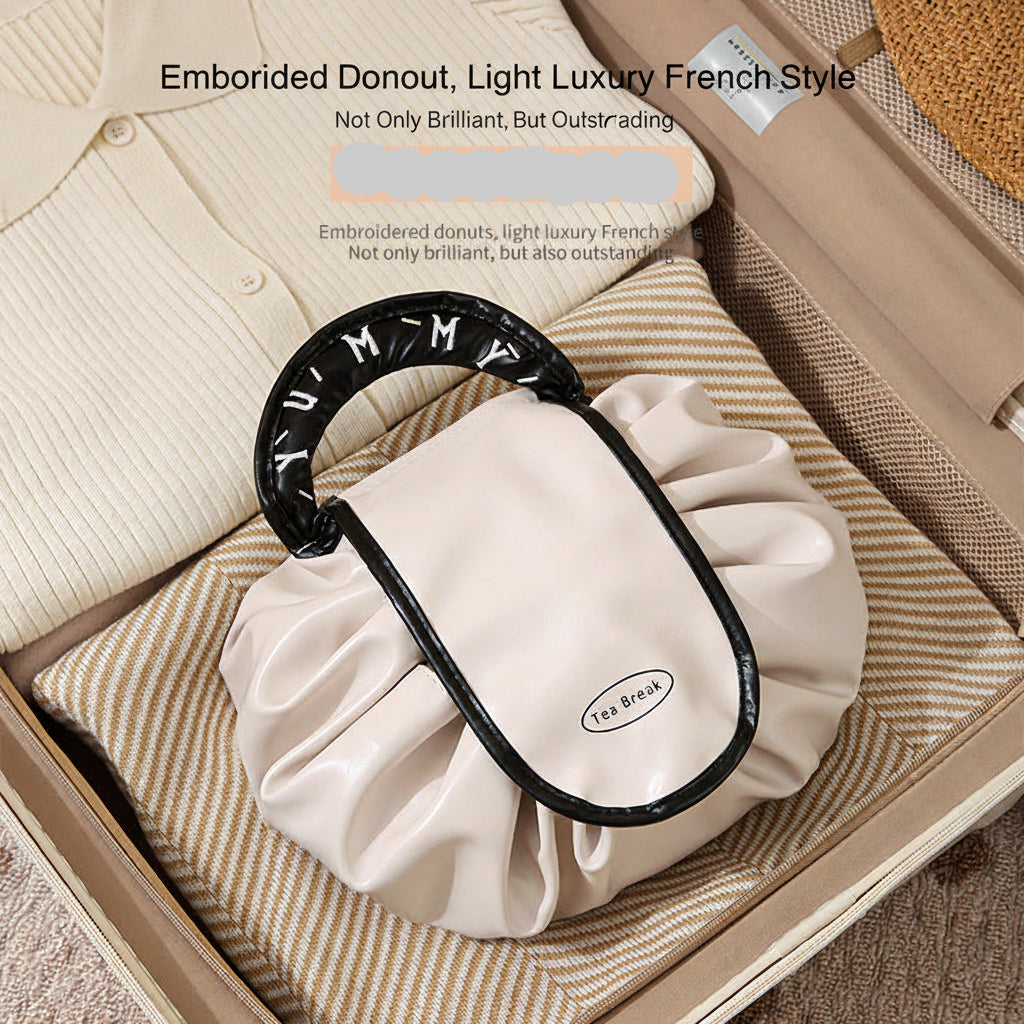 Lazy Cosmetic Bag For Women Ins Portable Large-Capacity Cosmetic Storage Bag Travel Waterproof Bag Drawstring Toiletry Bag