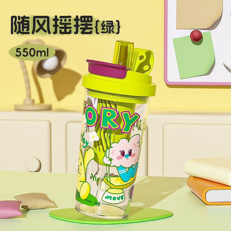Straw Cup Ice Cup Teapot Summer Large Capacity Water Cup Women'S High Temperature Resistant High-Looking Plastic Cup Cup With Suction