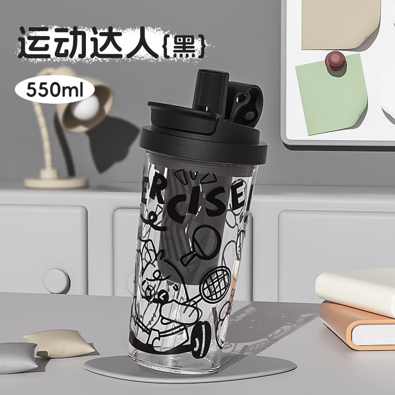 Straw Cup Ice Cup Teapot Summer Large Capacity Water Cup Women'S High Temperature Resistant High-Looking Plastic Cup Cup With Suction
