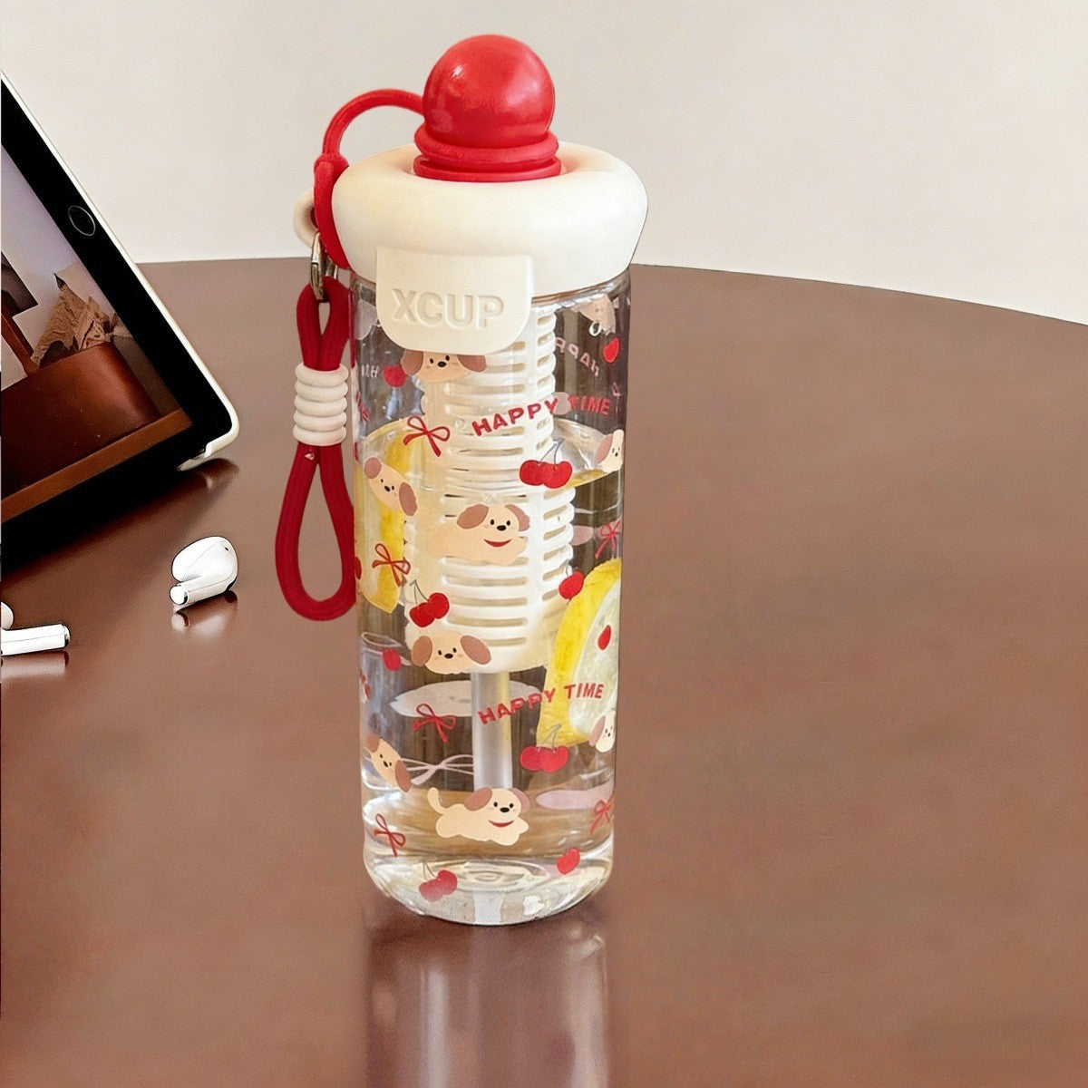 Straw Cup Ice Cup Teapot Summer Large Capacity Water Cup Women'S High Temperature Resistant High-Looking Plastic Cup Cup With Suction