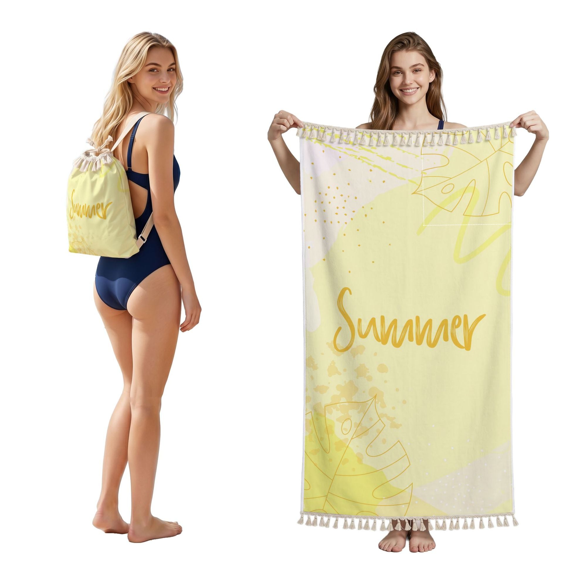 Cross-Border Microfiber Quick-Drying Beach Towel All-In-One Package 2-In-1 Foldable Storage Beach Towel Printed Bath Towel
