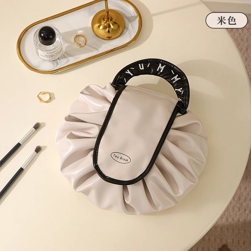 Lazy Cosmetic Bag For Women Ins Portable Large-Capacity Cosmetic Storage Bag Travel Waterproof Bag Drawstring Toiletry Bag