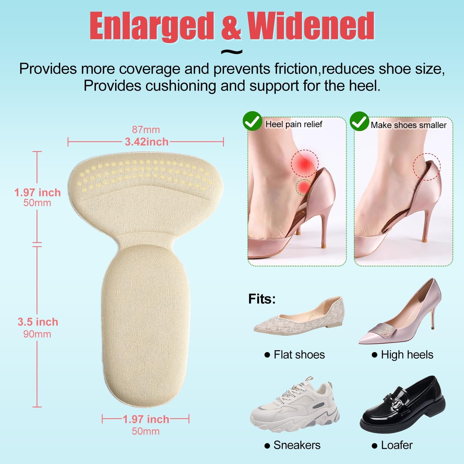 Anti-slip Heel Liners Soft Cushion Heel Protector Pads for Women Men Shoes