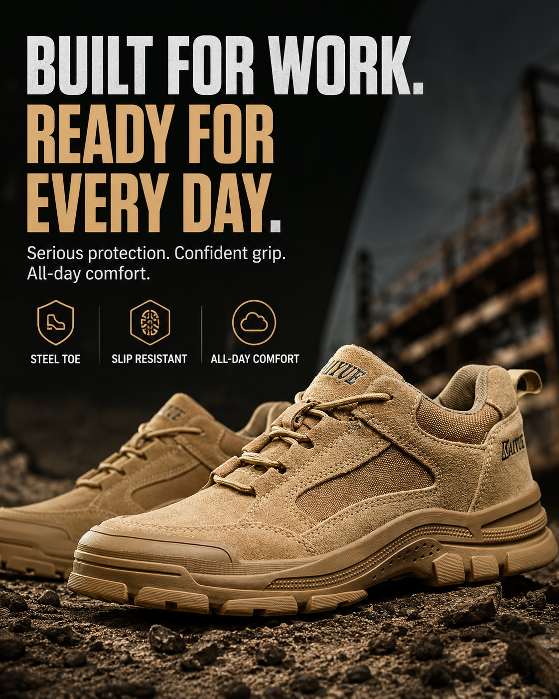 🔥Steel Toe Work Shoes Built for Tough Jobs & All-Day Comfort🔥
